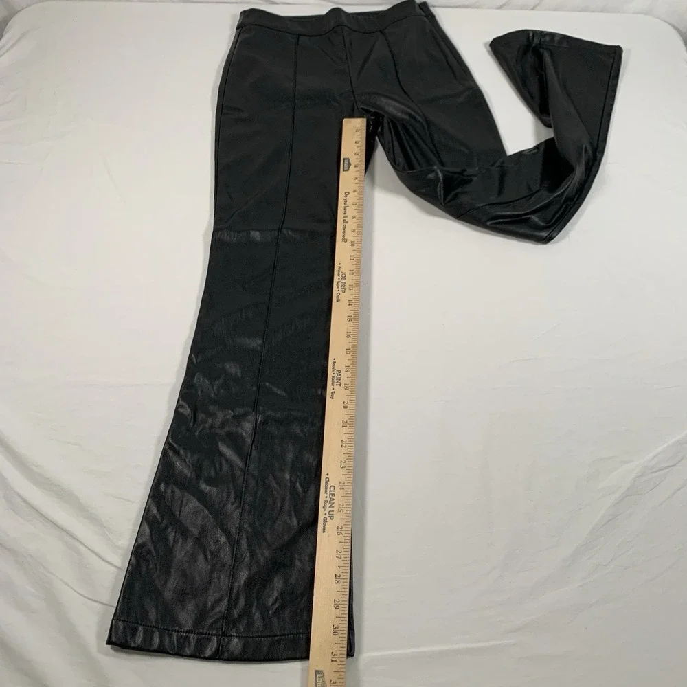 Princess Polly Size 6 Black Faux Leather High Waisted Side Zip Wide‎ Leg Pants